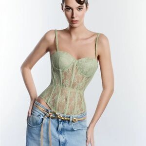 Elegant Lace Bodysuit in Green